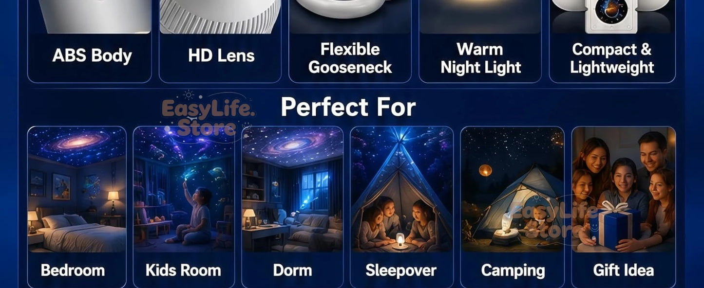 HD Smart Dynamic 5D Holographic Night Light Projector, 2-in-1 Galaxy Star and Ocean Projector with 24 Films for Bedroom Decor